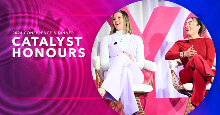 Catalyst Honours keynote recap with Teresa Resch and Sarah Nurse sitting on stage